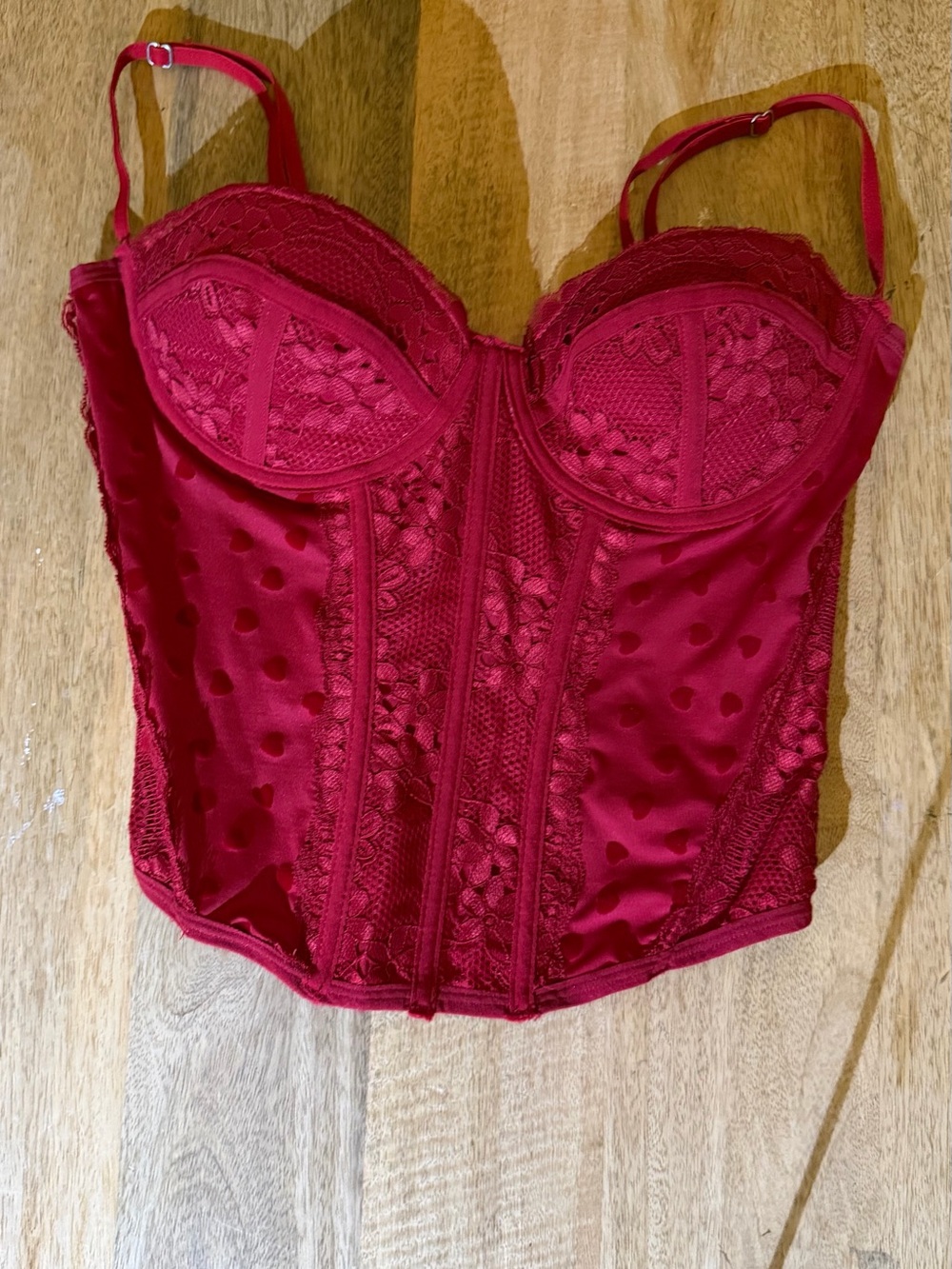 Forever 21 Deep Red Lace Bustier Top